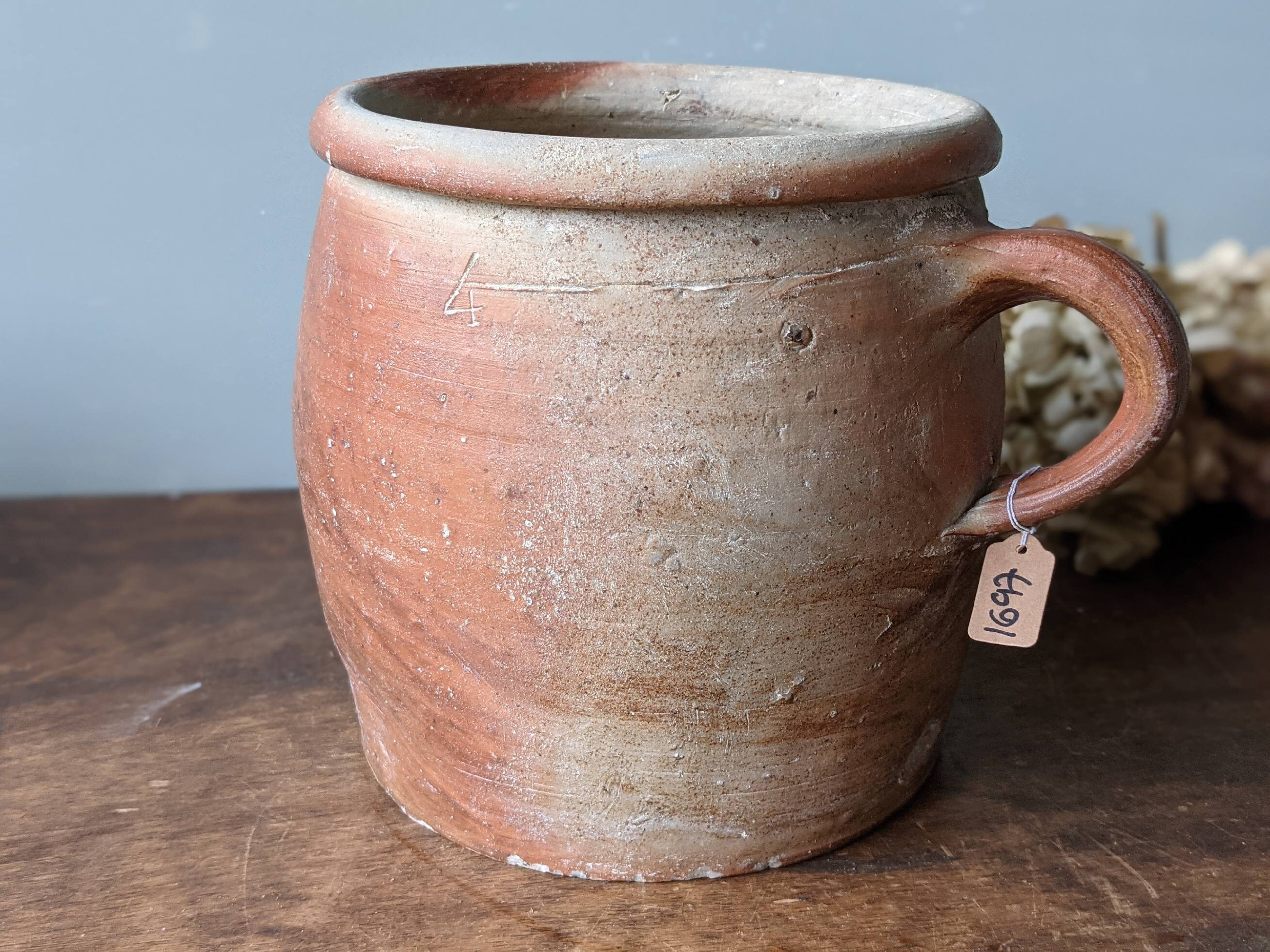 Vintage Français Earthenware Confit Pot 9 Diamètre