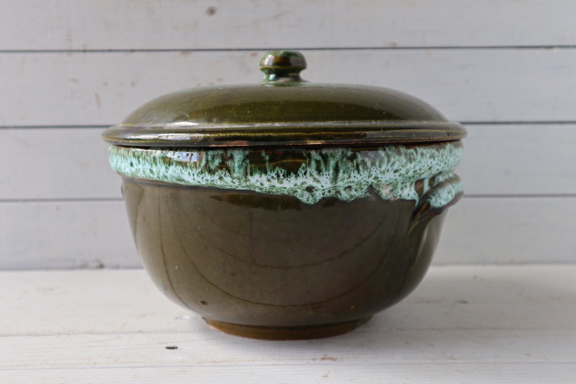 Four Hollandais de La Casserole Vallauris - Glaçure Goutte à Lave Français Vintage