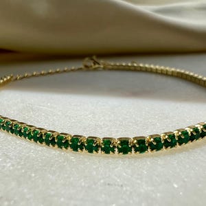 Bracelet tennis scintillant vert émeraude – argent 925 plaqué or