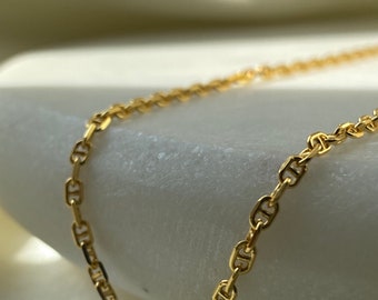 Catena a maglie oro/ collana da donna oro/ collana combinabile/ catena semplice/ argento sterling 925/ catena in filigrana placcata oro 18 carati