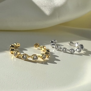 Ring with stones/ filigree ring/ simple jewelry/ gold-rimmed ring/ adjustable ring/ 18k gold-filled/ silver 925
