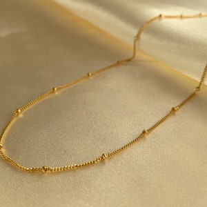 Ketting met fijne parels/damesketting goud/gouden sieraden/fijne ketting/eenvoudige ketting/sterling zilver 925/eenvoudig minimaal