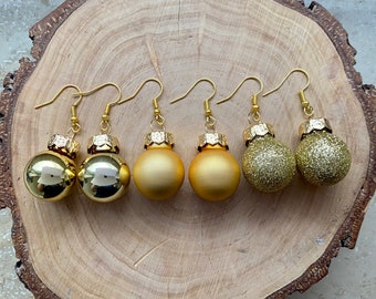 Earrings Christmas tree ball Christmas tree balls gold Christmas party