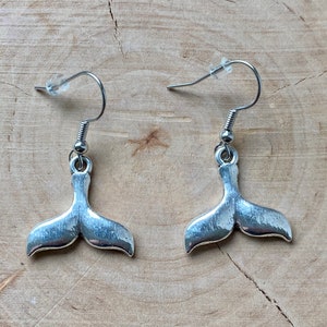 Earrings whale fin whale animal sea