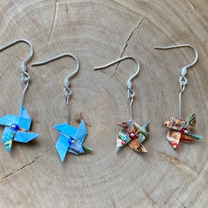 Ohrringe Windrad Origami Papierschmuck Landkarte
