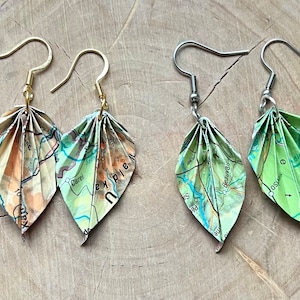 Ohrringe Blatt aus Landkarte Herbst