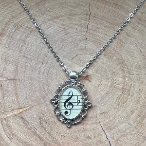 Necklace Violin Clef Cabochon Musician Singer