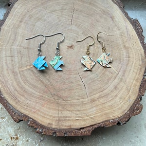 Ohrringe Origami Fisch Papierschmuck Landkarte