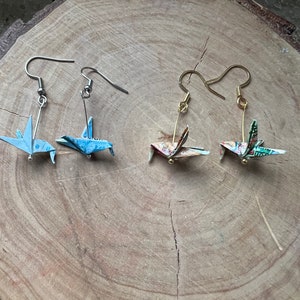 Ohrringe Origami Vogel Kolibri Atlaspapier