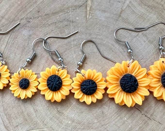 Earrings sunflower summer yellow