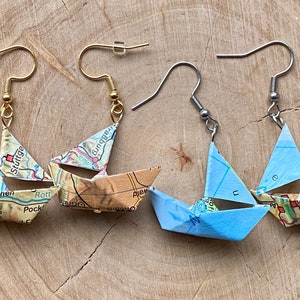 Ohrringe Origami Boot Landkarte Segel, groß