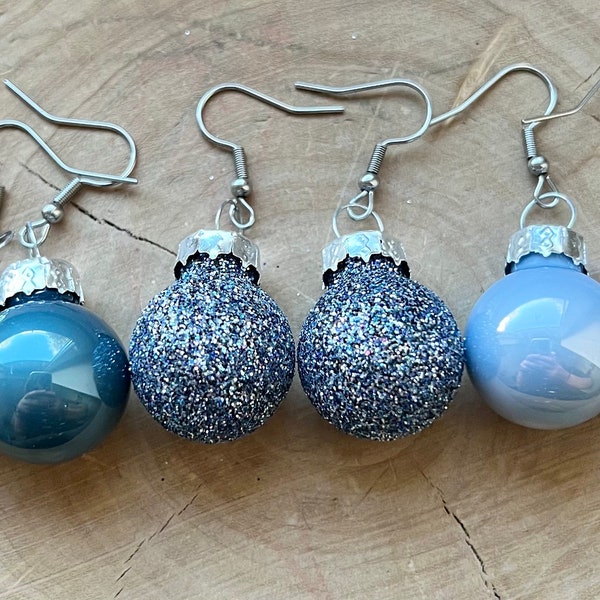 Earrings Christmas tree ball Christmas tree ball turquoise light blue