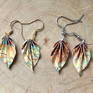 Ohrringe Blatt aus Landkarte Herbst Klein