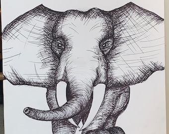 Original Tuschezeichnung auf Papier, Tier und Wildtiere; Made To Order Order / Custom / personalisierte Skizze, mehrere Größen und Farben