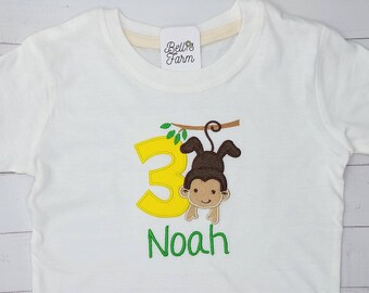 Geburtstagsshirt Affe personalisiert mit Zahl 1-9 und Name, T Shirt mit Affe als Geschenk zum Geburtstag