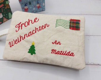 Bag in postcard format with personal message, small St. Nicholas gift with name, gift packaging for Christmas