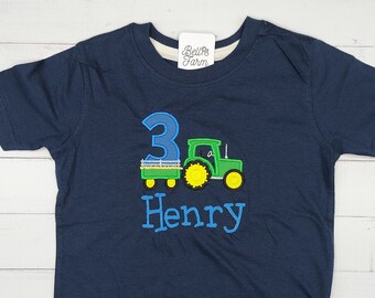 Tractor birthday shirt for children, embroidered with name and number 1-9, tractor tractor bulldog birthday shirt