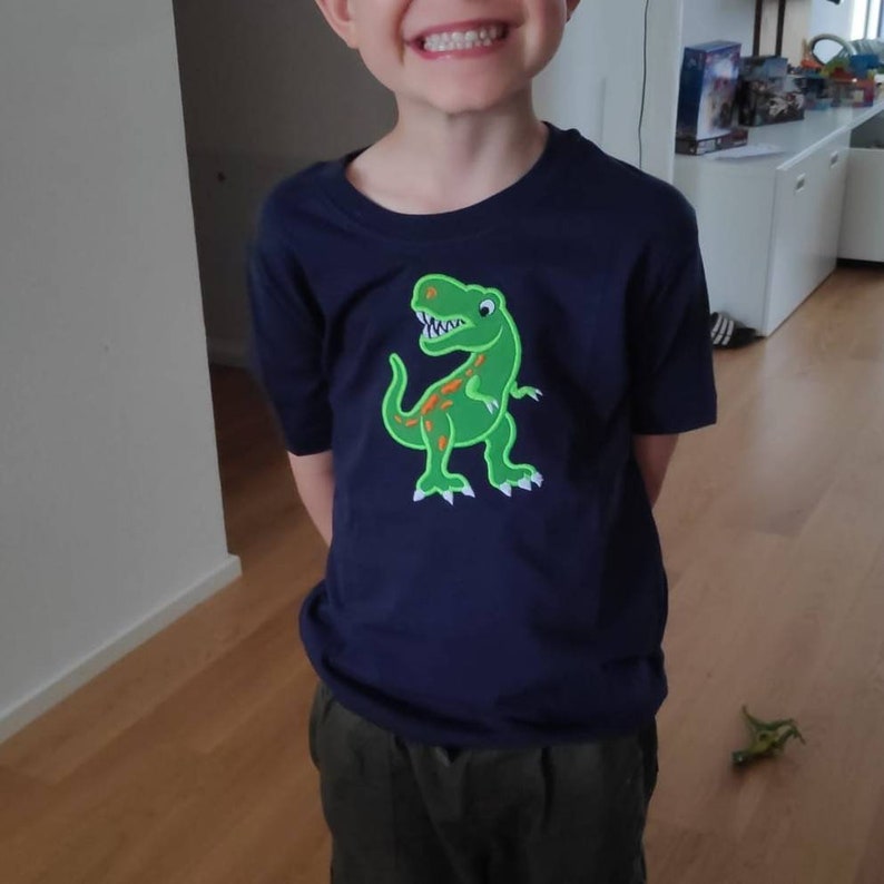 Dinosaur shirt birthday personalized with name and number birthday shirt Dino T-Rex, birthday gift boy child colorful image 2