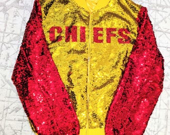 Kansas City Chiefs NFL Apparel Kansas City KC Chiefs Sequin Jacket Size Large pristine condition