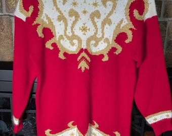 Vintage Dana Scott Ugly Christmas Sweater Holiday Festive Sz Large Grandma Chic