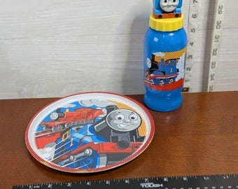 Thomas the Tank Engine Plate & Water Bottle Set Zak Designs 2007 James RARE
