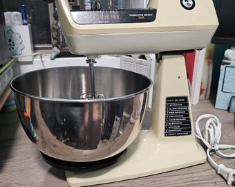 Vintage Hamilton Beach Electric mixer with stainless steel bowl and original directions.