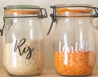 Veel aangepaste keukenetiketten voor glaspotten stickers potbloem, rijst
