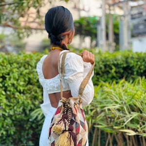 Bucket bag with Tassels, Hmong woven bucket Bag, Ethnic hippie bags, Boho Crossbody bag, Shoulder bag, Tribal Hmong bag Thailand
