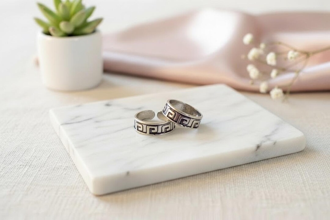 Sterling Silver Greek Key Toe Rings: Adjustable Boho Jewelry - Etsy