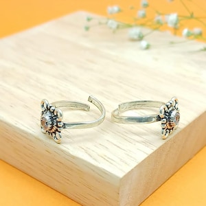 Clear CZ Antique Toe Rings in 925 Sterling Silver – Vintage-Inspired Adjustable Handmade Jewelry for Her | Dainty Gift – Gemtastic
