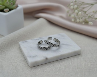 Sterling Silver Celtic Toe Ring: Adjustable Braided Boho Jewelry