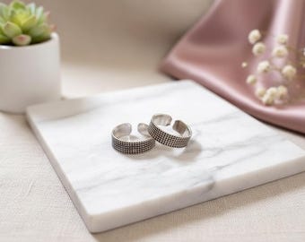 Anelli per le dita dei piedi in argento sterling con griglia: gioielli per i piedi boho regolabili