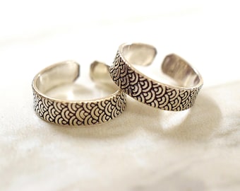 Anelli per le dita dei piedi smerlati in argento sterling: set di gioielli per piedi boho regolabili