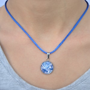 Portuguese Necklace Tile Portugal, silk, Glass Cabochon Floral Earrings, Nickel and lead free, Anti-allergic, Gift For Her, Portugal