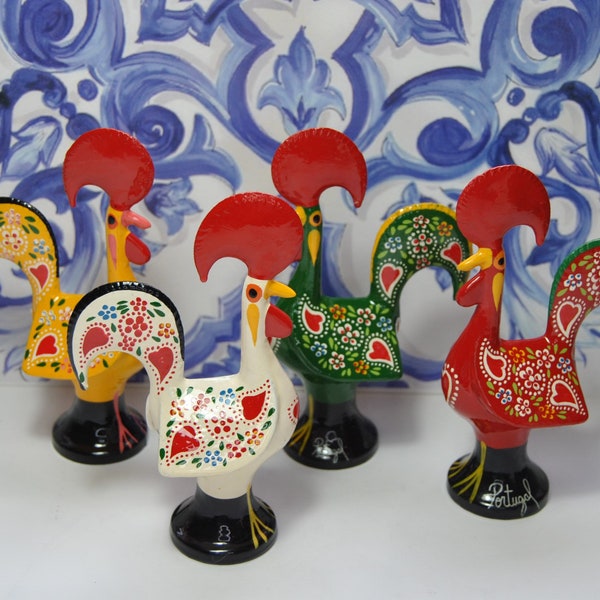 Coq traditionnel de Barcelos, 13,5 cm, peint à la main, métal, Bonne chance, coq portugais, portugal livraison gratuite avec suivi