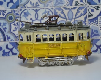 Lisbon Portugal Yellow Tram, vintage, metal, gift, home decor, ornaments, old