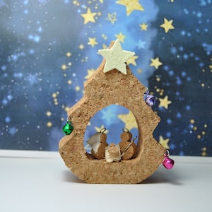 nativity scene, gift, collection Handmade Christmas Nativity CORK sacred family Jesus Mary Baby decor genuine Portugal