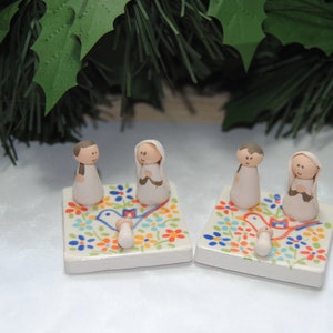 mini nativity scene, ceramic, gift, tile, Viana’s Valentine’s Handkerchief, sacred family Jesus Mary Baby decor genuine Portugal