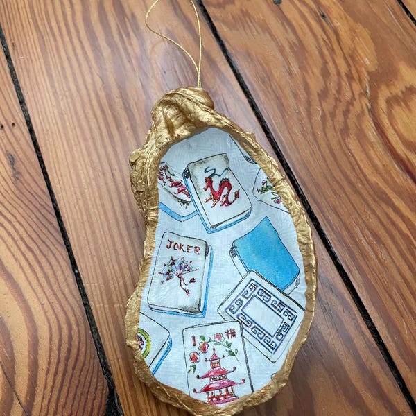 Mahjong-ornament met oesterschelp