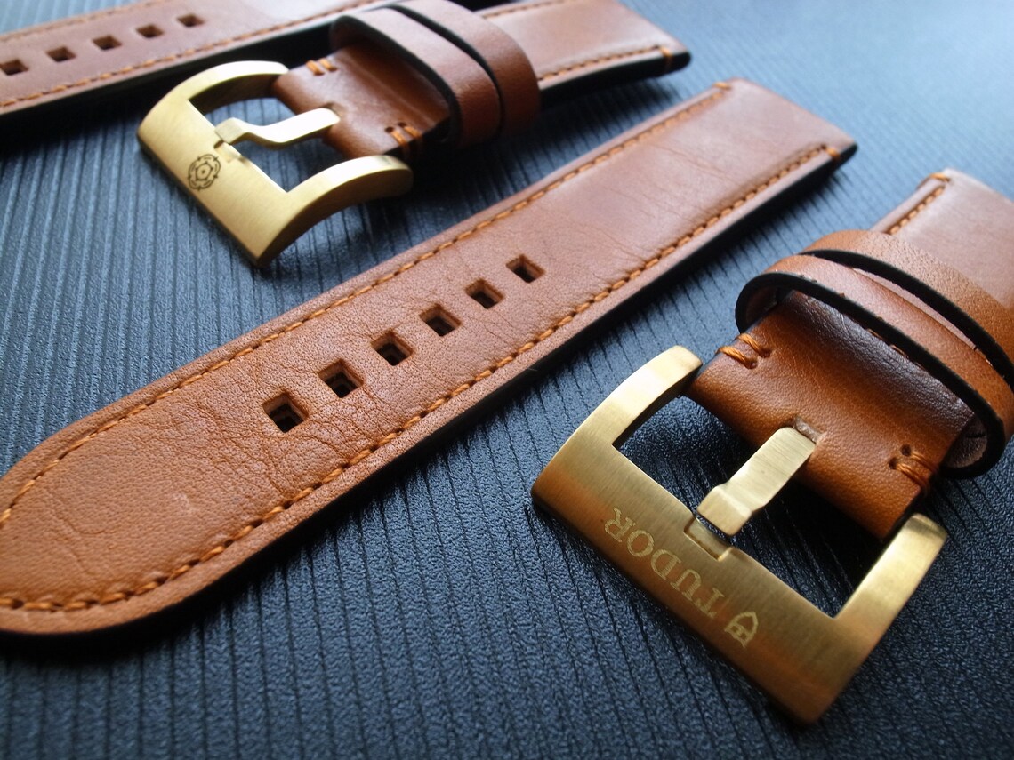 Tudor Bronze Brass 23mm Leather Strap With Buckle for Tudor Etsy