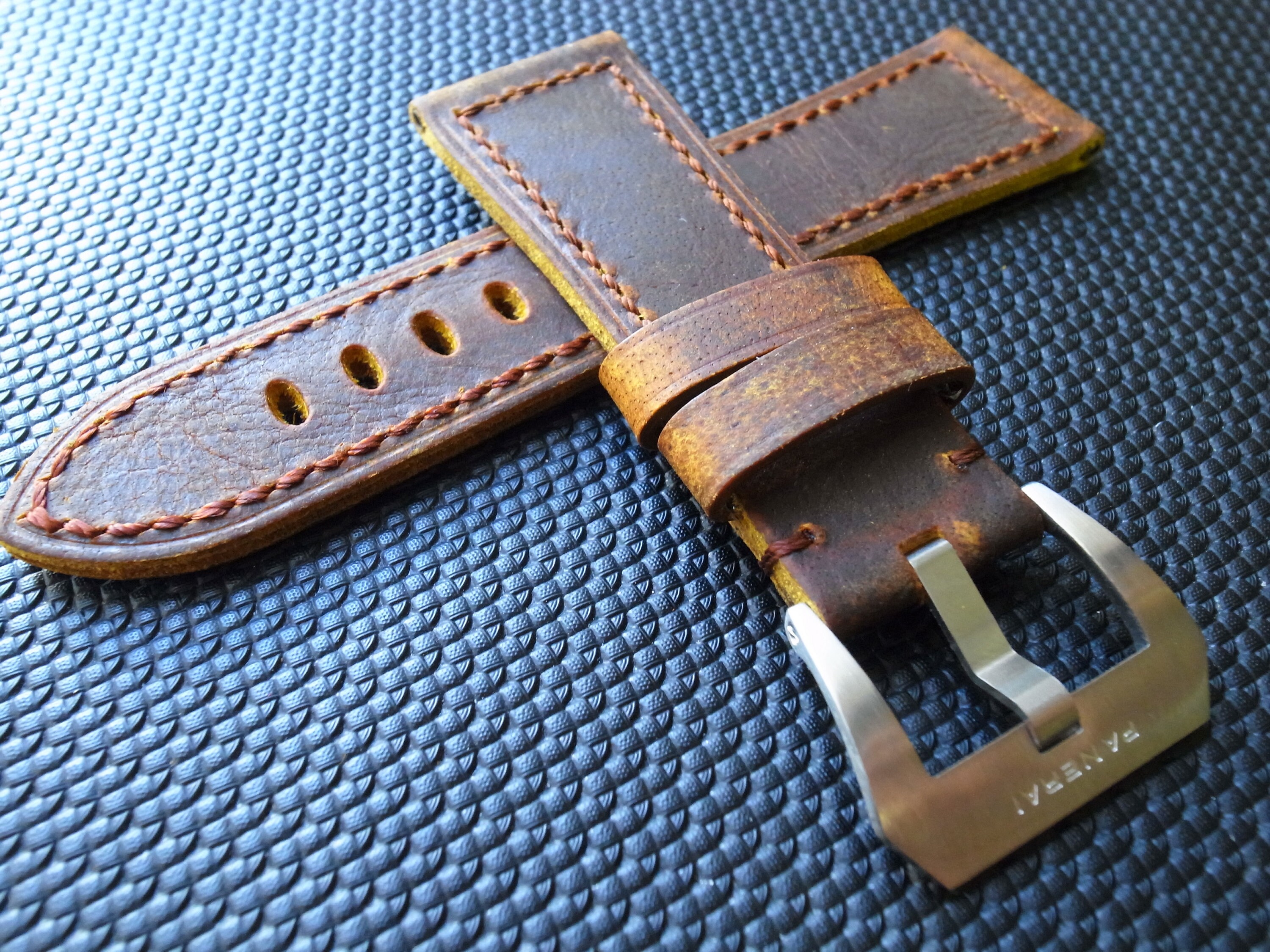 PAM 26mm Vintage Style Panerai Leather Watch Strap with Silver Etsy