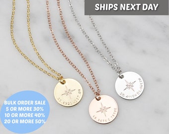 Compass Necklace Coordinate Necklace Mothers Day  Teacher Gifts  for Graduation Gift Necklaces for Women Friendship Necklace