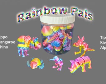 Rainbow Pals - 3D Printed Articulated Animal Toy Collection – Cute & Flexible Fidget Creatures