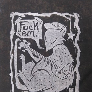 Folkpunk Possum with a Banjo Punk Patch (w. Glow in the Dark Option)