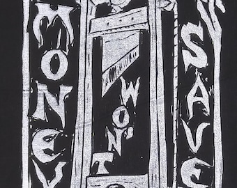 Money Won&#39;t Save You Guillotine Linocut Punk Patch (w. Glow in the Dark Option)
