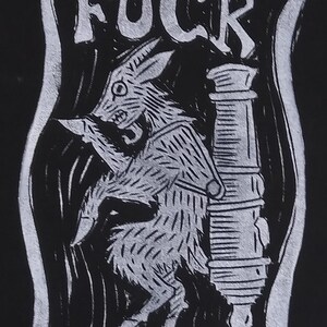 Fuck It Up Goat Linocut Punk Patch (w. Glow in the Dark Option)