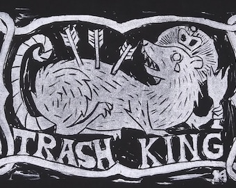 Trash King Linocut Punk Patch (w. Glow in the Dark Option)