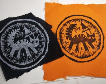 Scaredy Cat Linocut Punk Patch (w. Glow in the Dark Option)