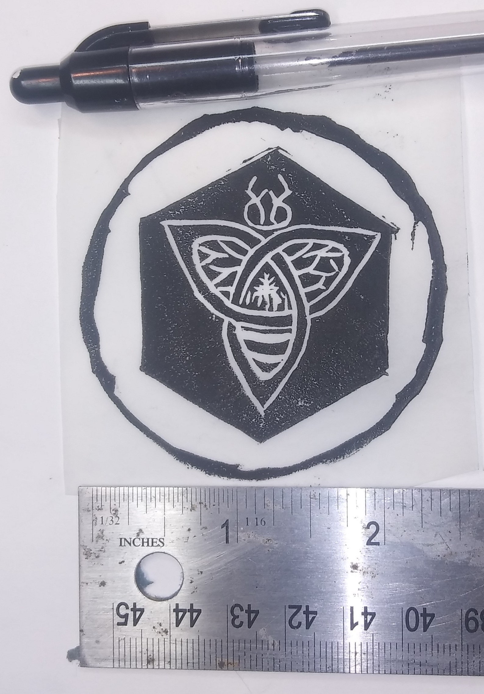 Celtic Knot Bee Linocut Print With Sticker Option Etsy