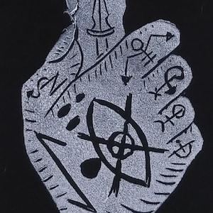 Hand of Glory Linolschnitt Punk Patch (w. Glow in the Dark Option)